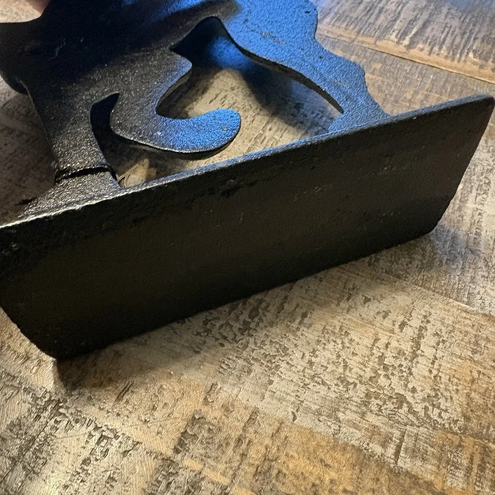 Vintage Cast Iron Door Stop Black Cat Spooky Feline Heavy 11